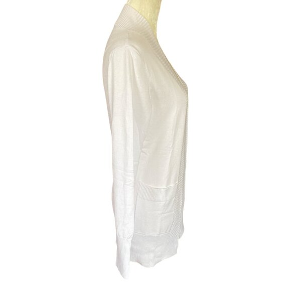 Folunsi women's medium white long sleeve stretchy open cardigan sweater - Picture 3 of 13